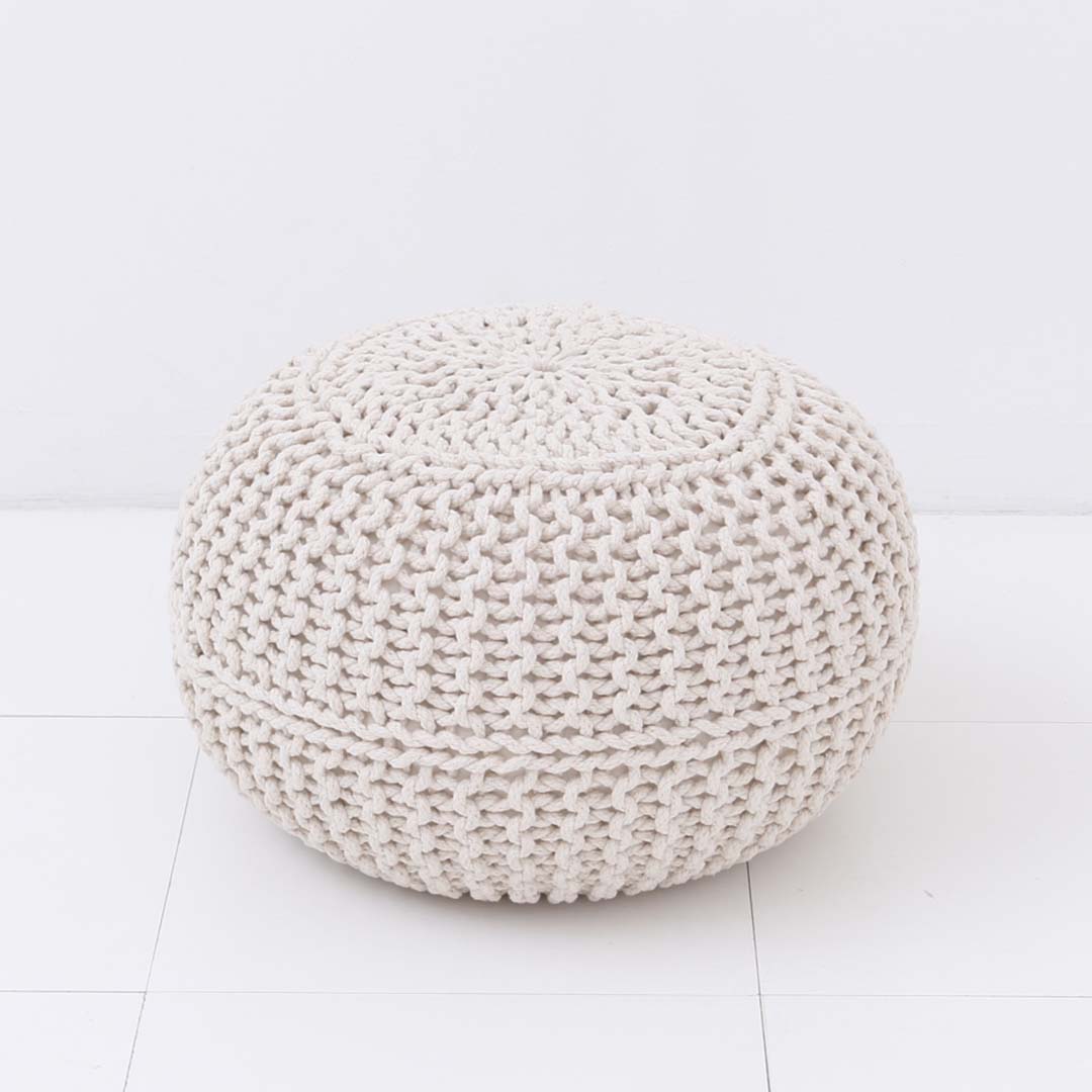 ニットプフ L ニュートラルグレー