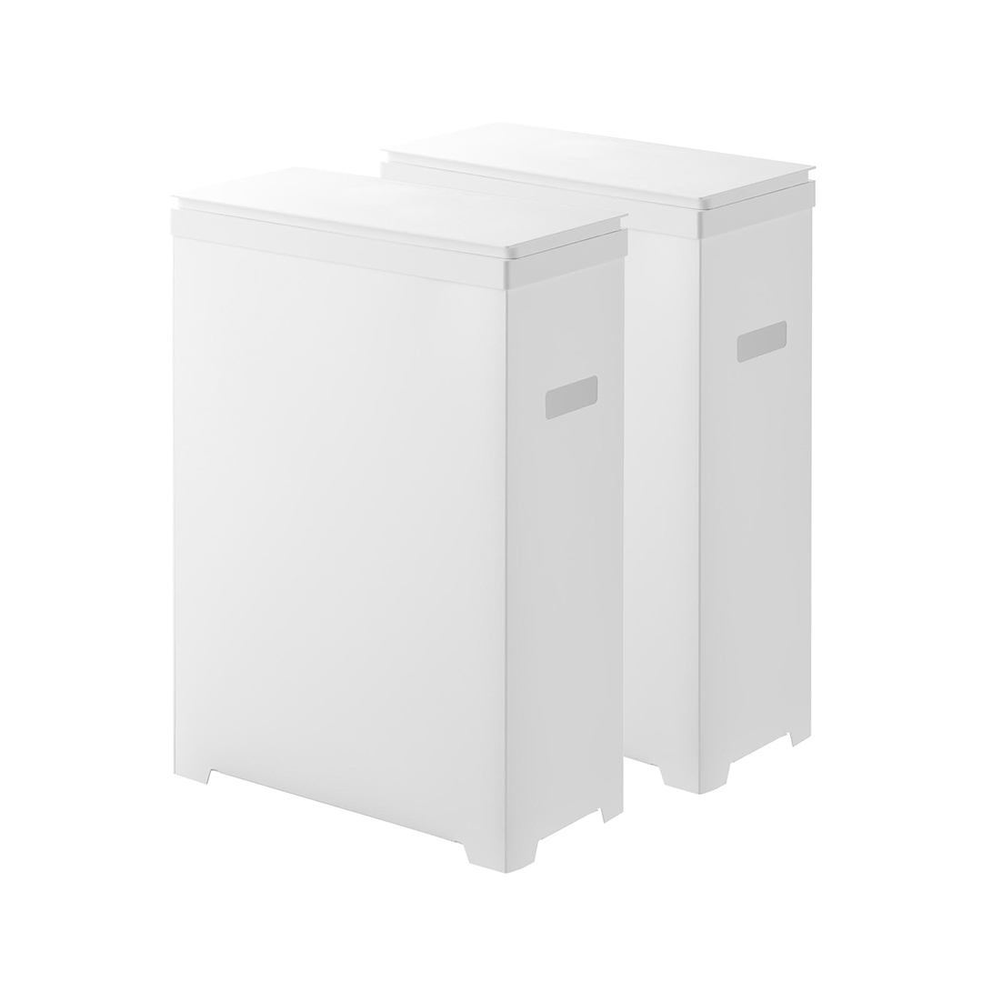 スリム蓋付きゴミ箱 タワー 横開きタイプ 2個組 ブラック