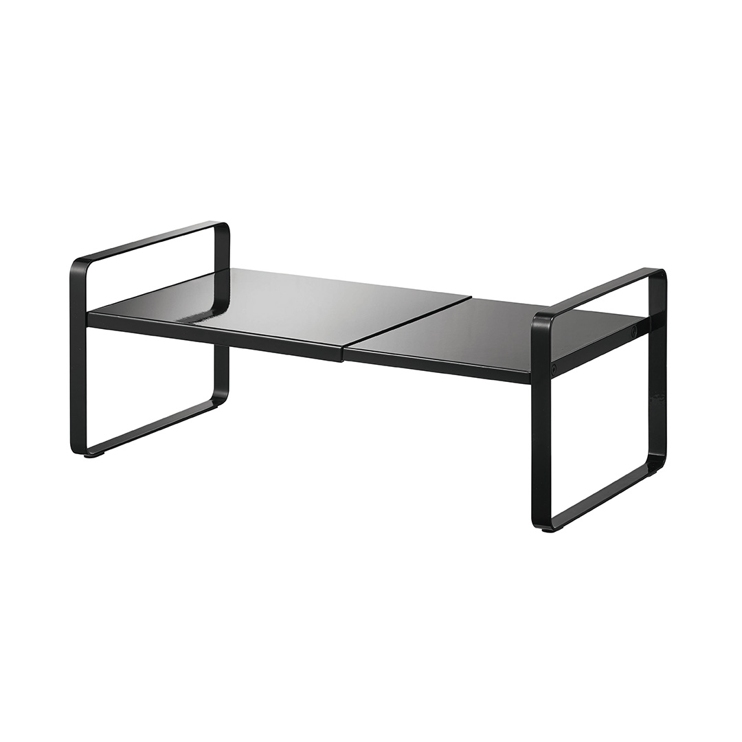 伸縮収納ラック タワー 2段 ブラック