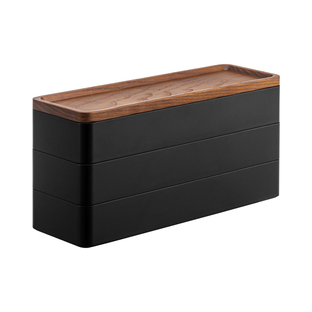 トレー付きスリムアクセサリーケース 3段 リン ナチュラル