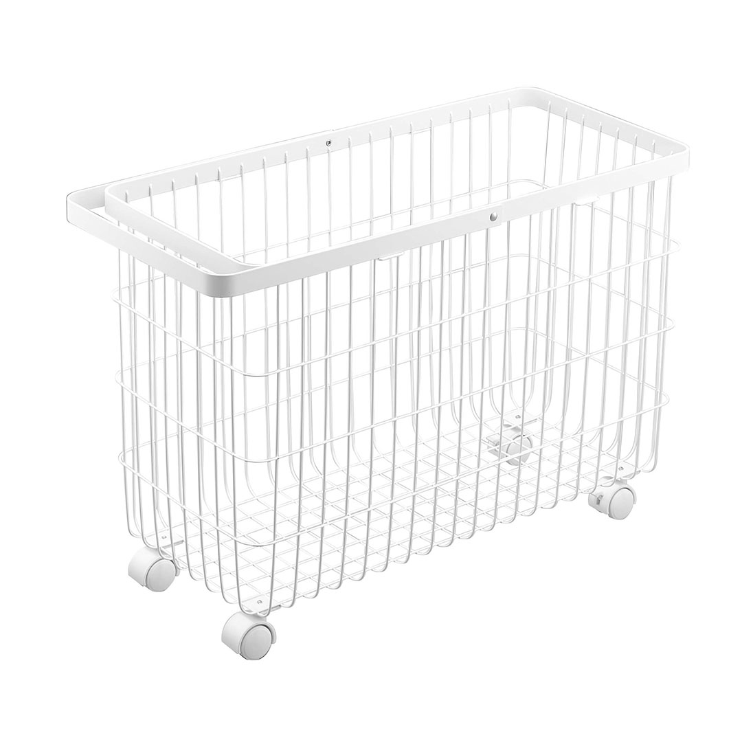 ランドリーバスケット タワー キャスター付き ワイド＆ロー ブラック