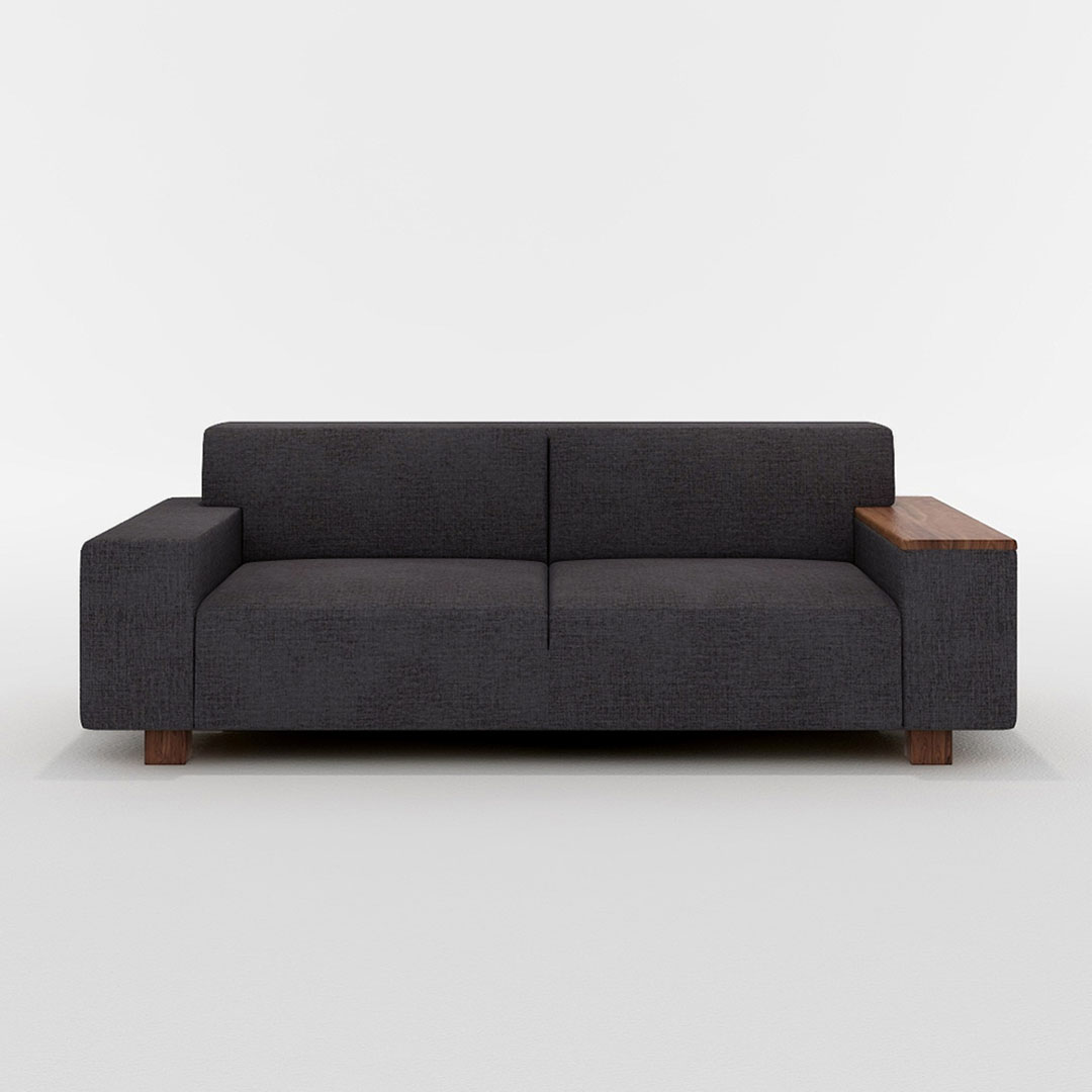 BRICK 2.5人掛け 左木肘付（脚カラー：ウォールナット） GROUP4-HUブルーグレー