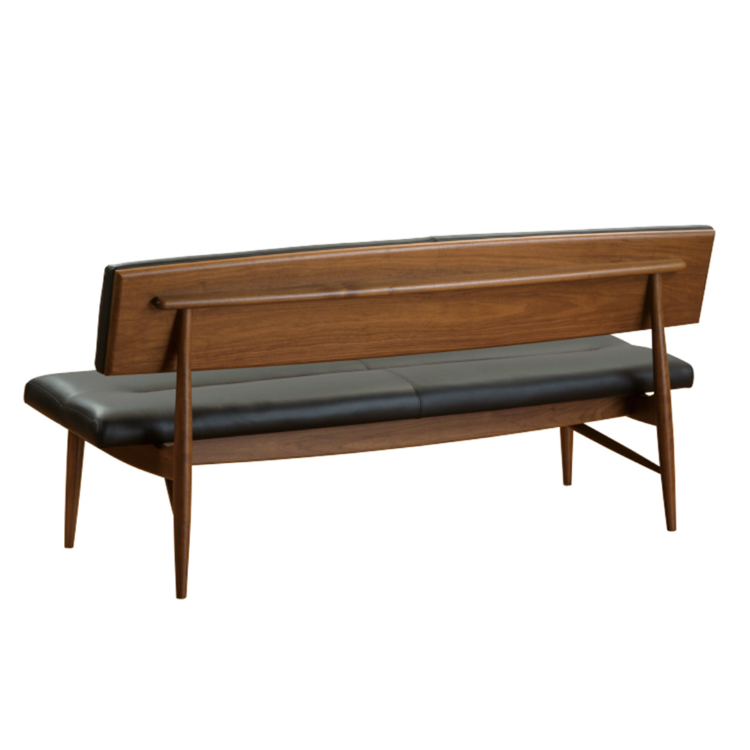 ボスベンチ W165（脚カラー：ウォールナットWP） レザーZ013 ブラック