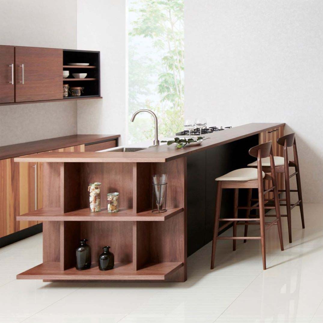 カウンターチェア(脚カラー:ウォールナットWP) レザーZ013 ブラック