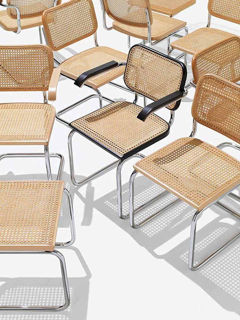 CESCA CHAIR MATTE FRAME アームチェア(脚カラー:オニキス・ウルトラマット) ブラックビーチ(籐張:機械編み)