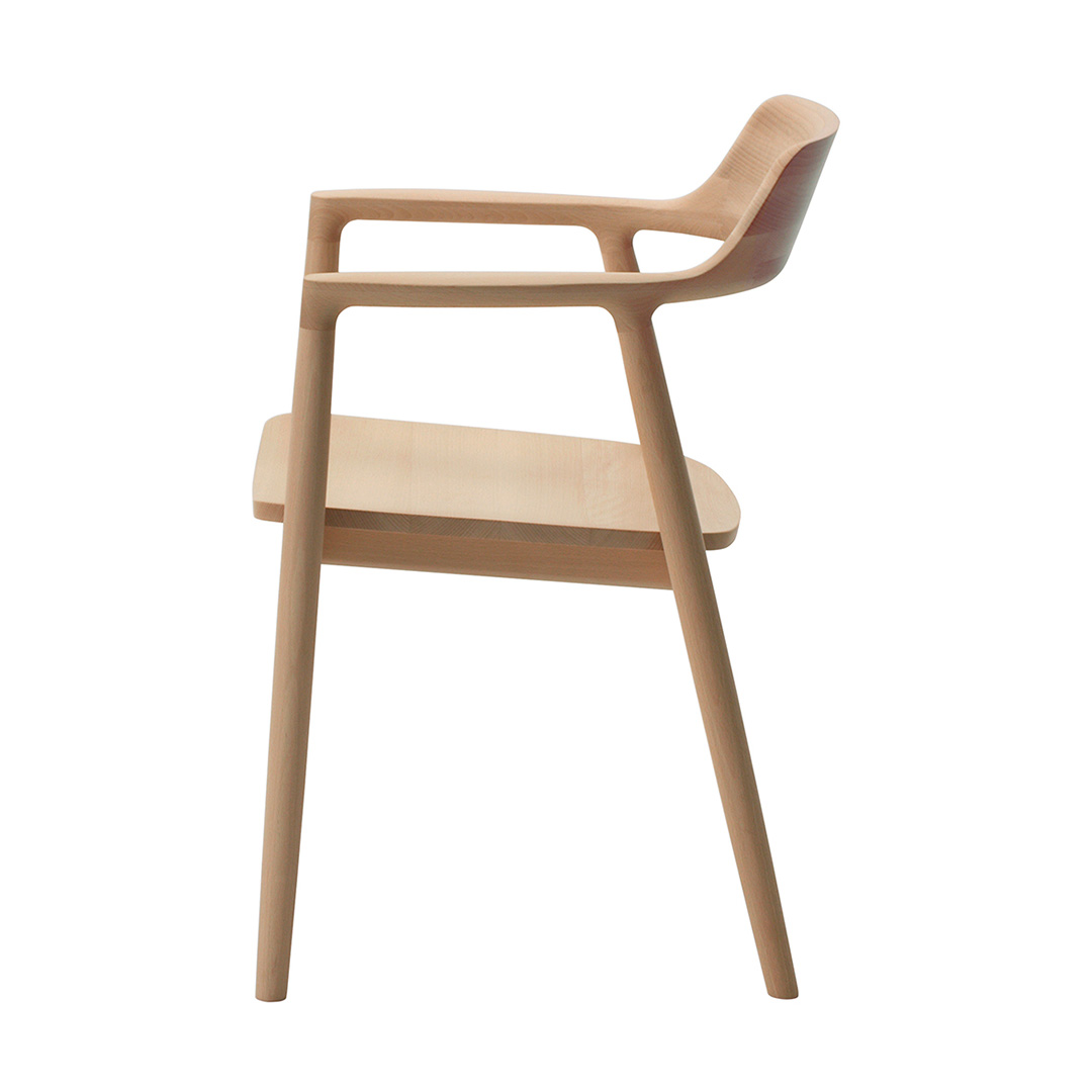 HIROSHIMAアームチェア ビーチ(板座) NL-0ナチュラルホワイト