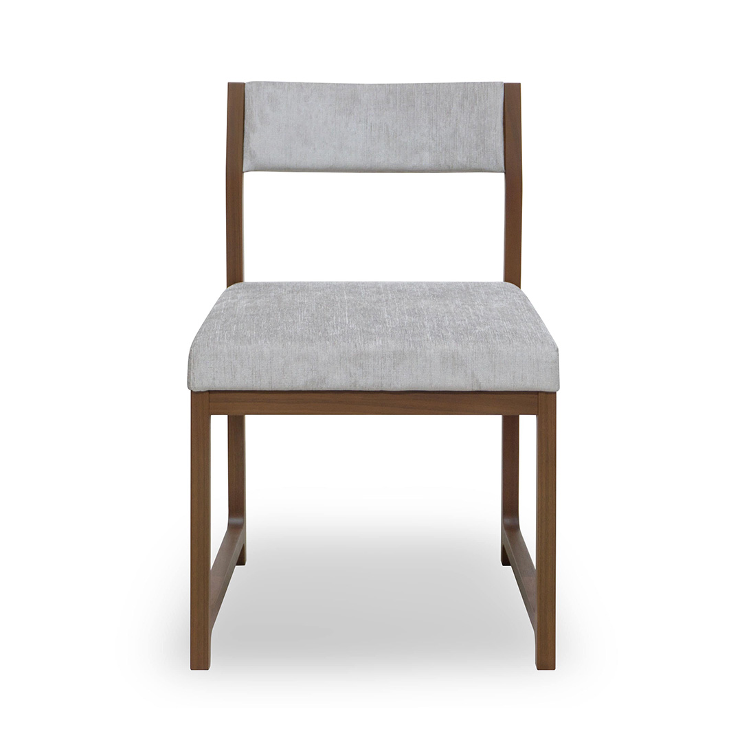 RIN 023 アームレス背張チェア（脚カラー：ウォールナット） RANK4 MIRAGE（シルバー)