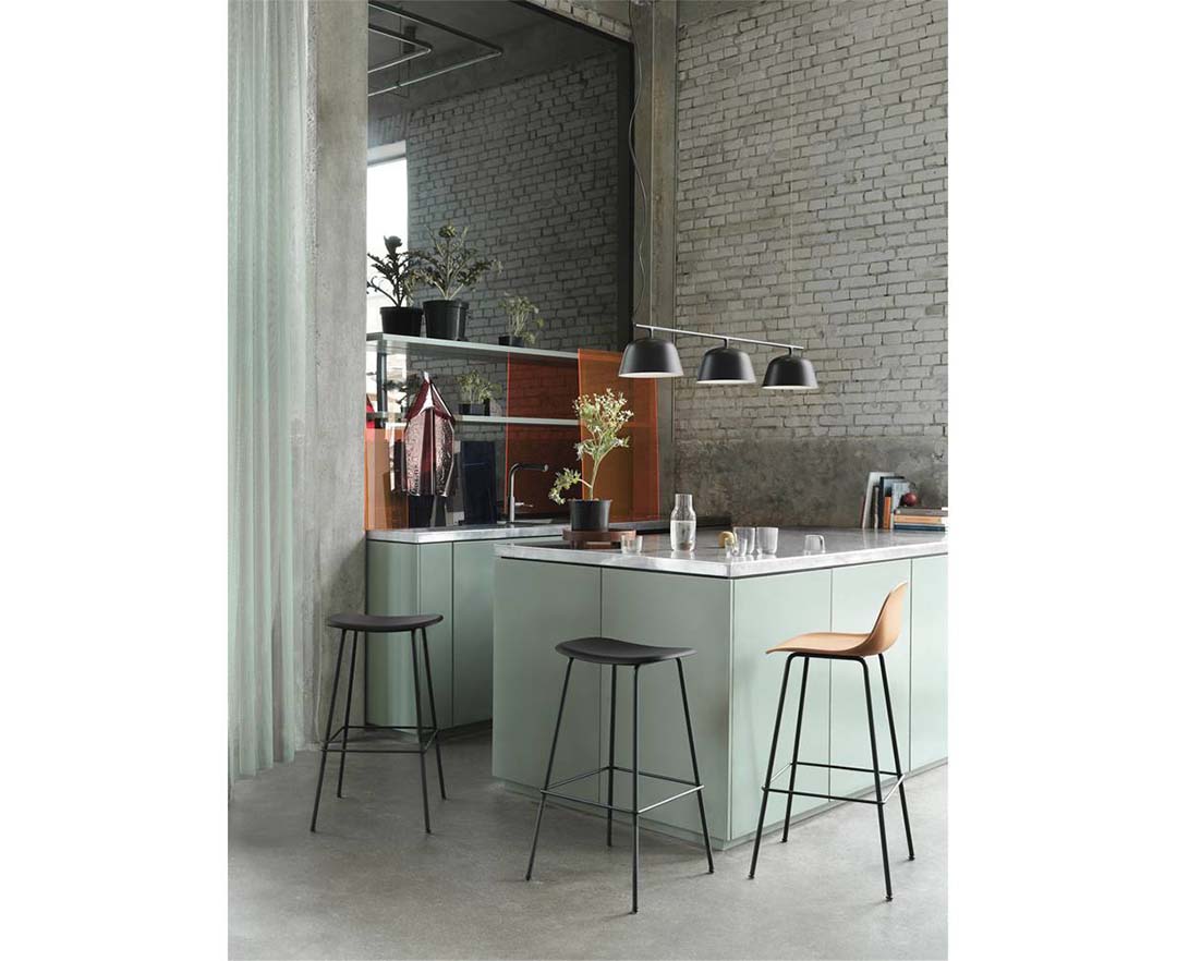 FIBER COUNTER STOOL BACKREST / TUBE BASE SH65（脚カラー：グレー） グレー