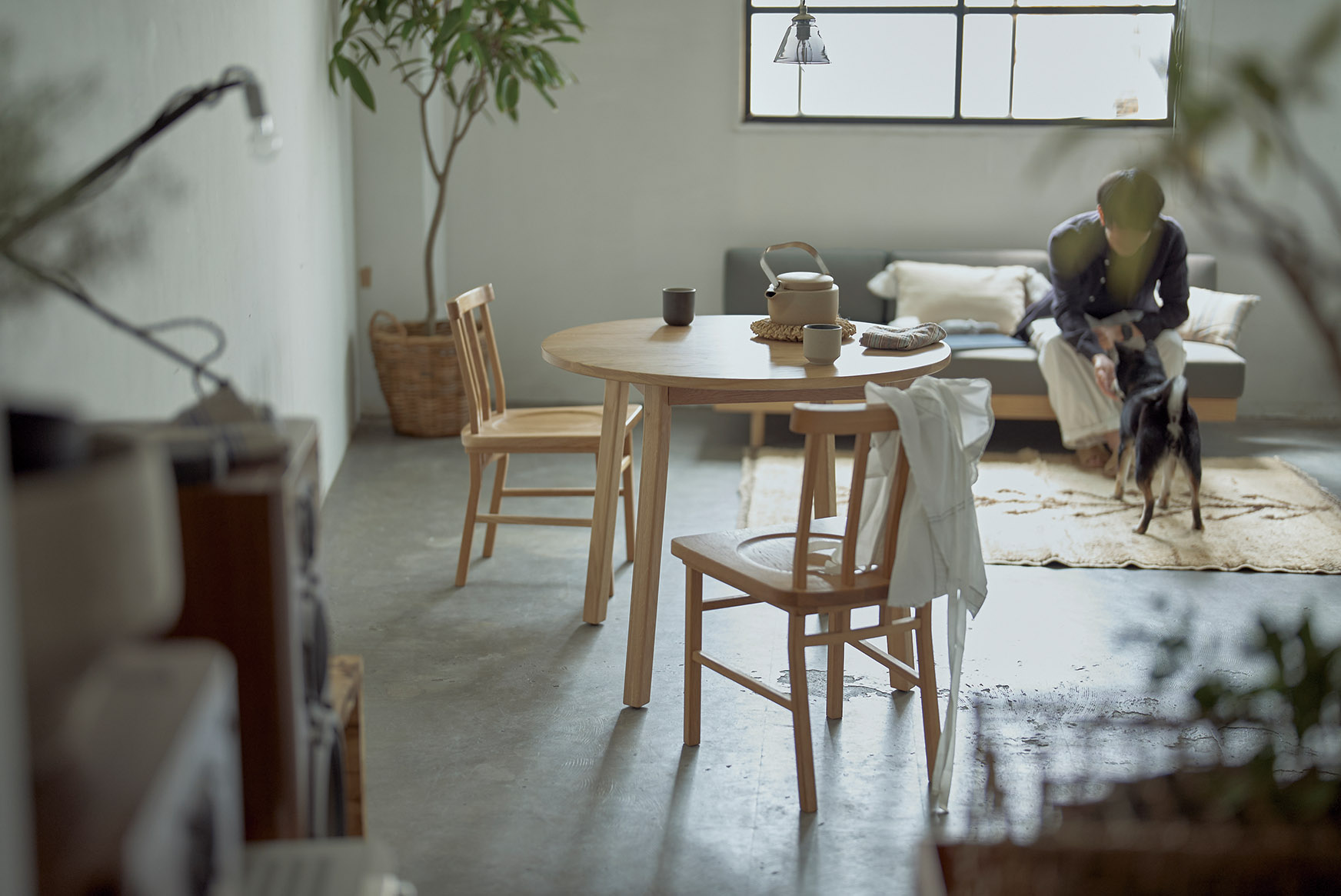 merge dining table φ900 ナチュラル