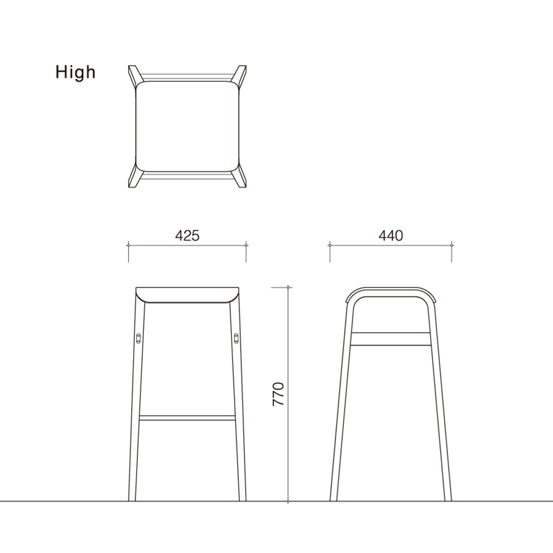 TAPERED STOOL L　木座（脚カラー：オレンジ） オーク オレンジ