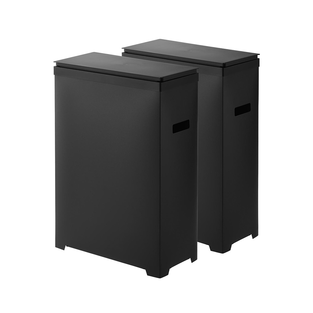 スリム蓋付きゴミ箱 タワー 横開きタイプ 2個組 ホワイト