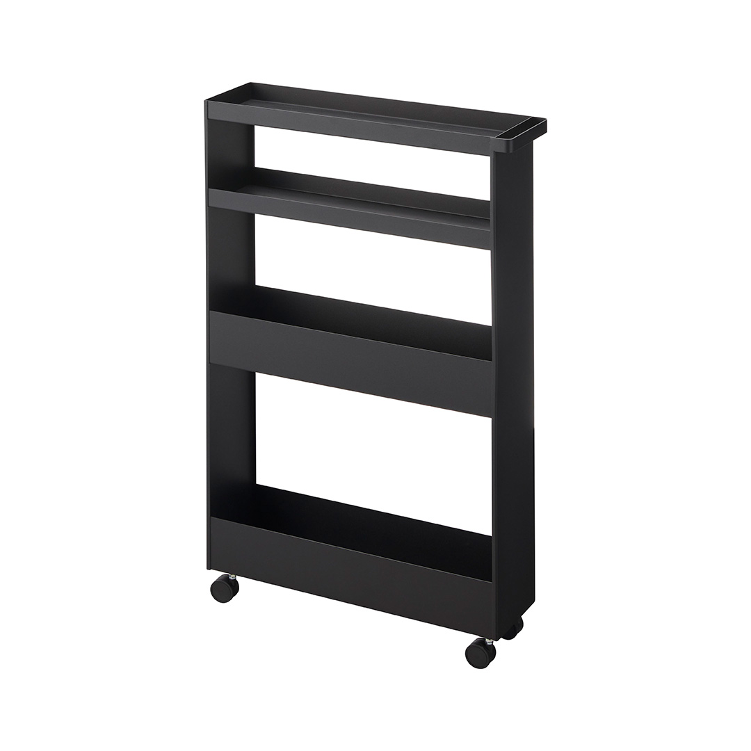 キャスター付きスリムワゴン タワー 4段 ホワイト