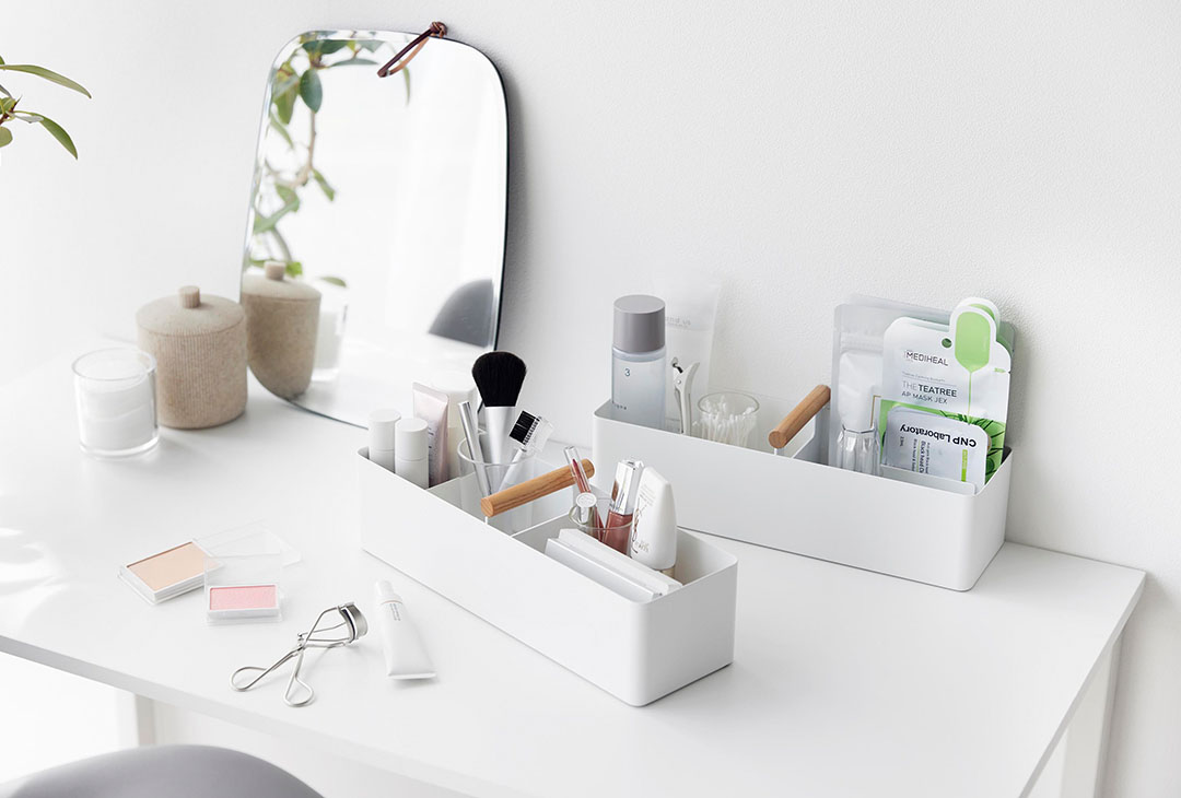 ハンドル付きスリム収納ボックス トスカ ホワイト