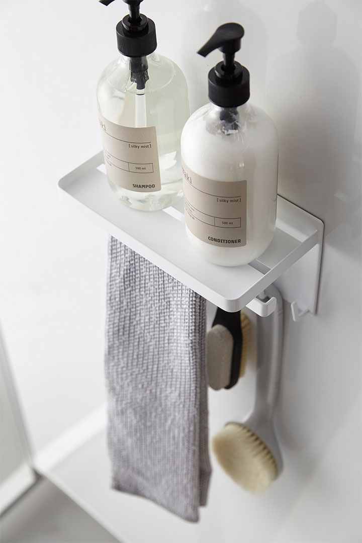 マグネットバスルーム多機能ラック タワー ホワイト
