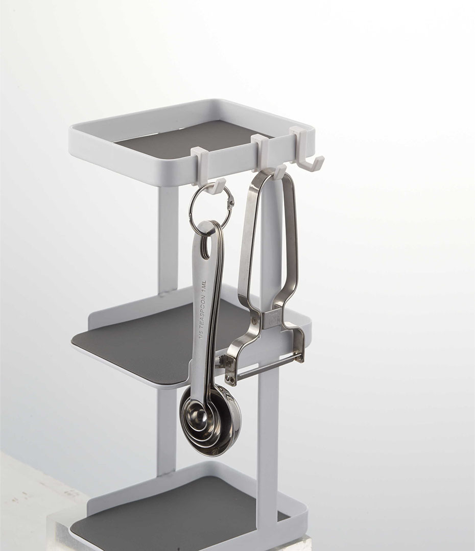 調味料ストッカー2個＆ラック3段セット スリム タワー ホワイト