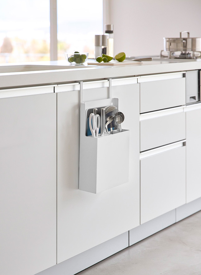 シンク扉オールインワンキッチンツールホルダー タワー ホワイト