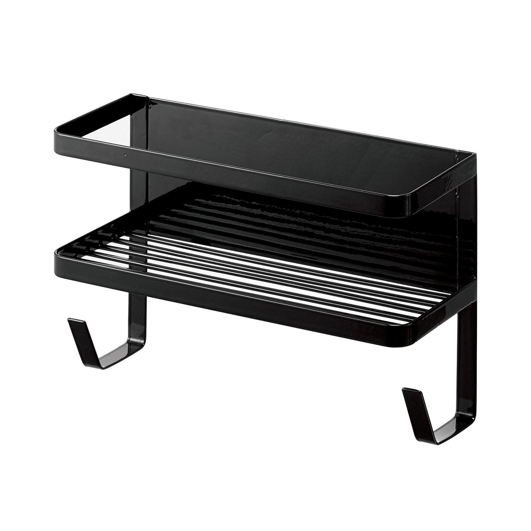 ホースホルダー付き洗濯機横マグネットラック タワー ホワイト