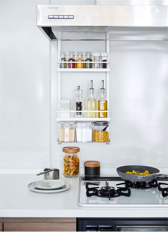 レンジフード調味料ラック プレート 3段 ホワイト