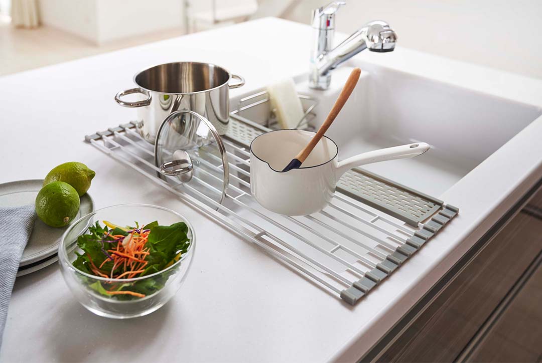 折り畳み水切り プレート シリコーントレー付き S ホワイト