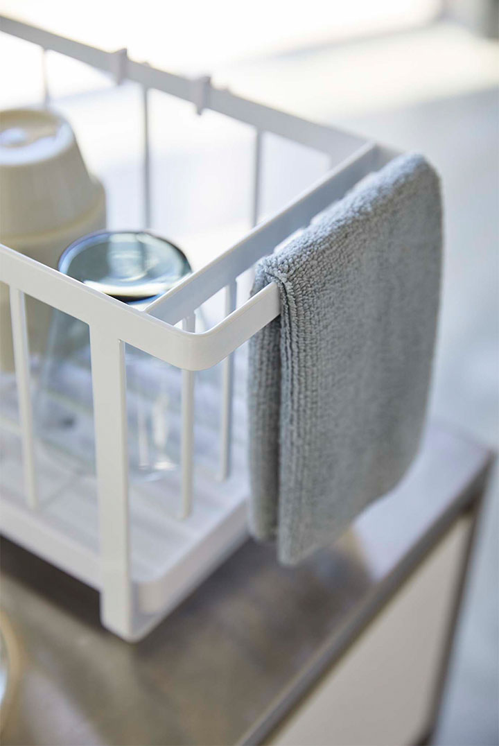 スリムツーウェイ水切りワイヤーバスケット タワー ホワイト