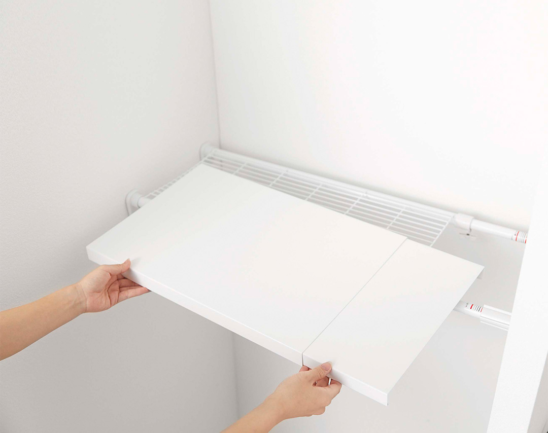 伸縮 つっぱり棒用棚板 プレート L ホワイト