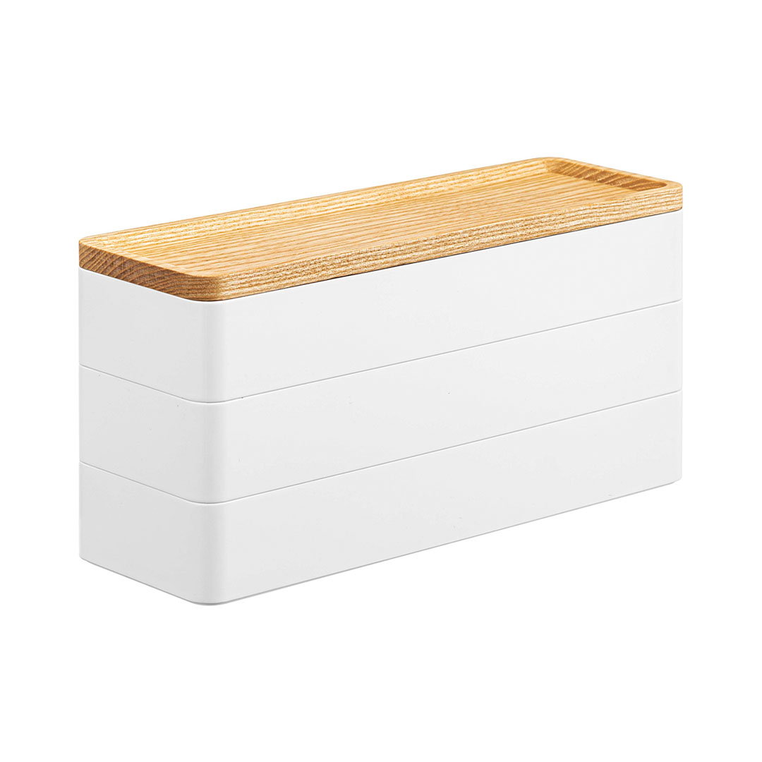 トレー付きスリムアクセサリーケース 3段 リン ブラウン