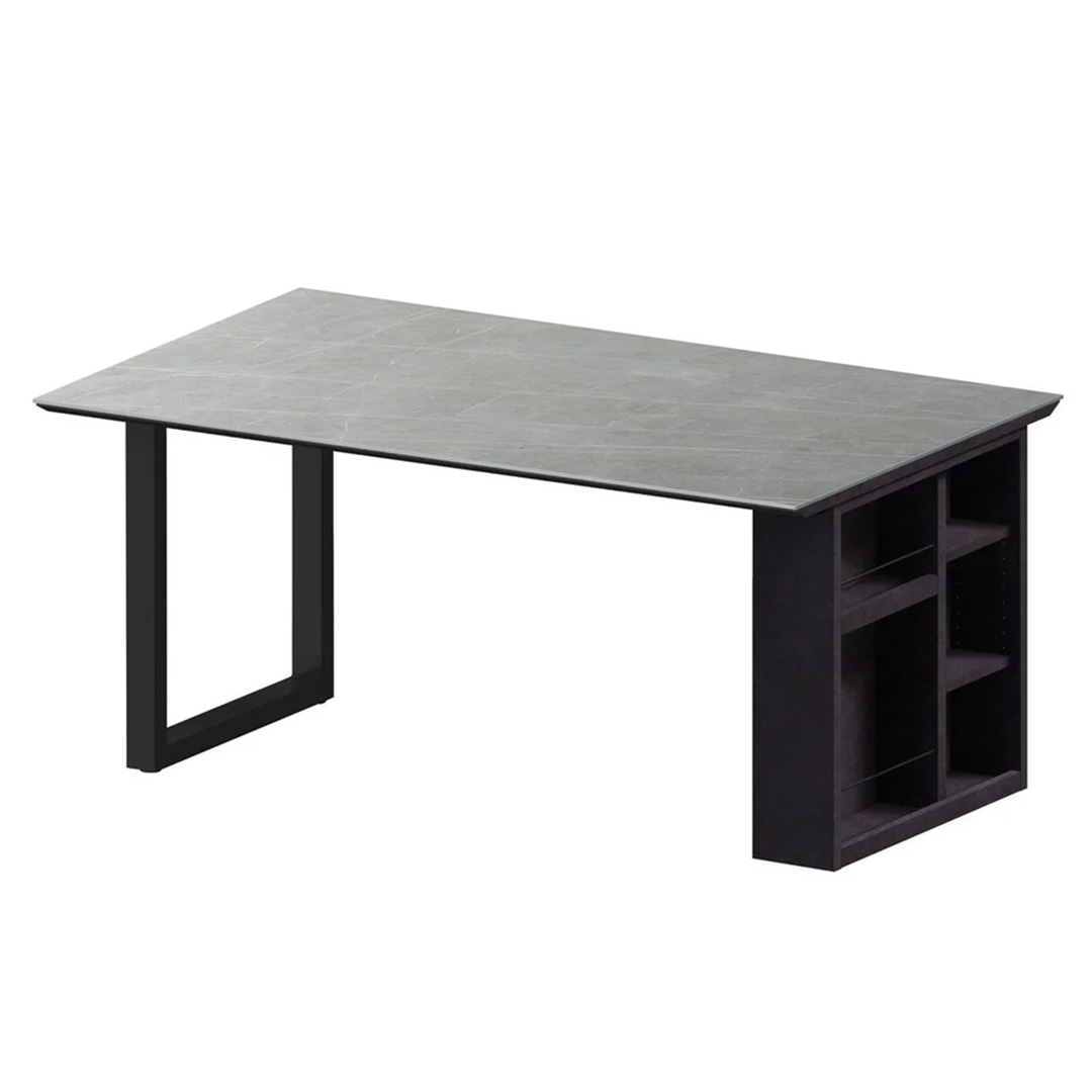 レグル ダイニングテーブル エンドボックス ブラック(W135) Rアイアングレイ