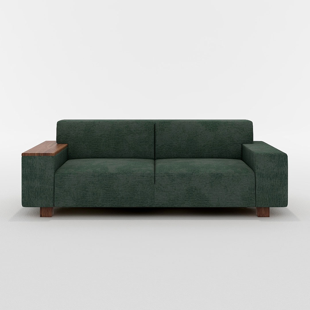 BRICK 2.5人掛け 右木肘付(脚カラー:ウォールナット) GROUP4-HUチャコールグレー