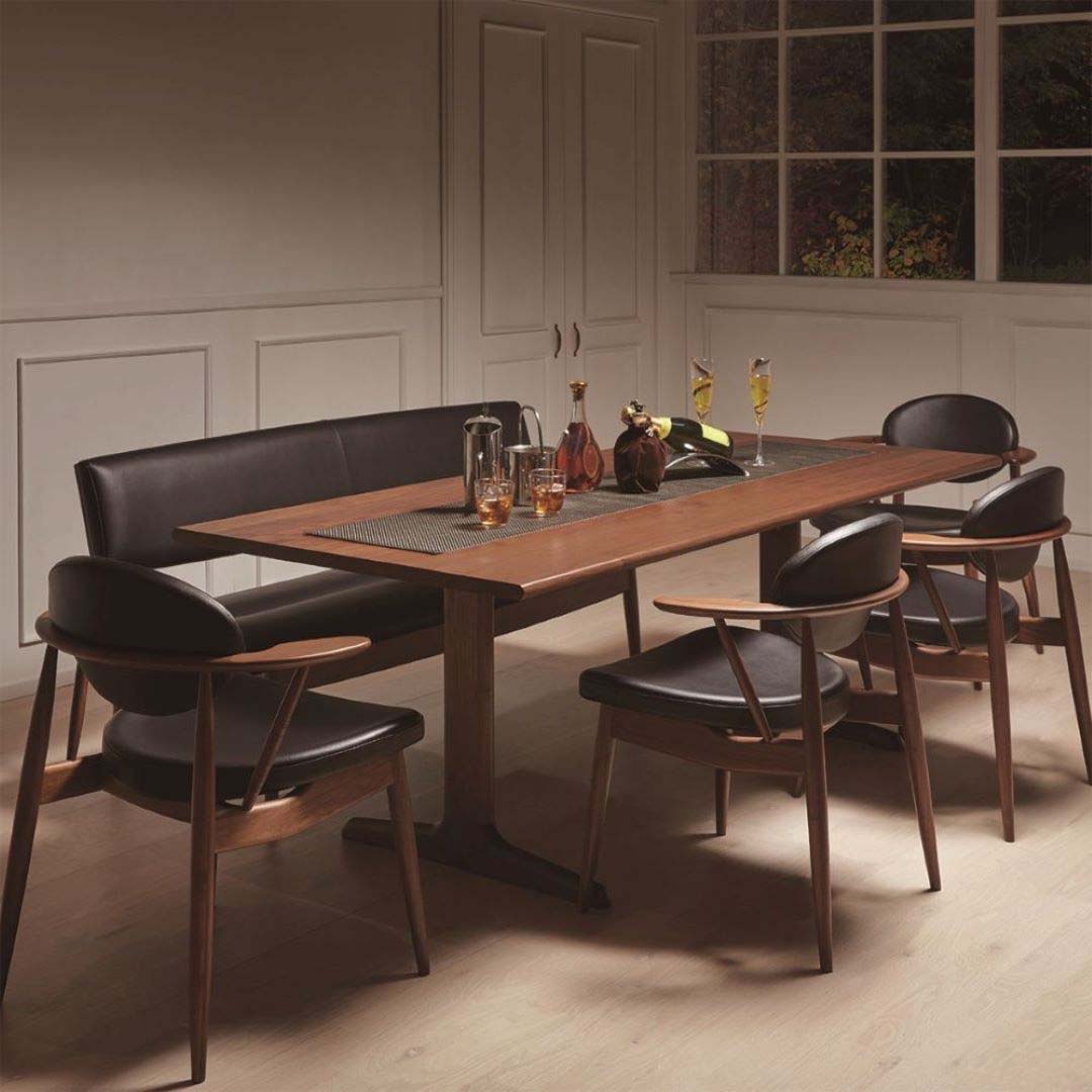 ボスベンチ W135(脚カラー:ウォールナットWP) レザーZ013 ブラック