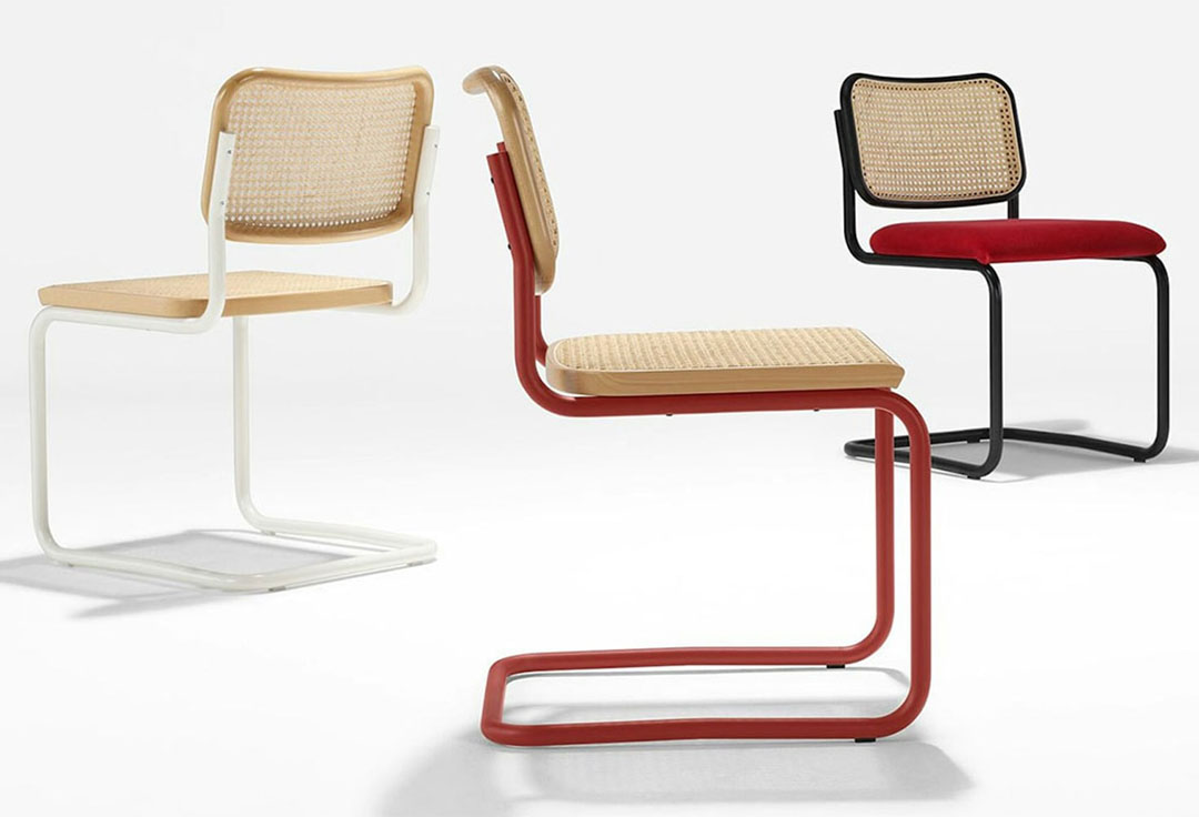 CESCA CHAIR MATTE FRAME アームレスチェア(脚カラー:オニキス・ウルトラマット) ライトビーチ(籐張:機械編み)