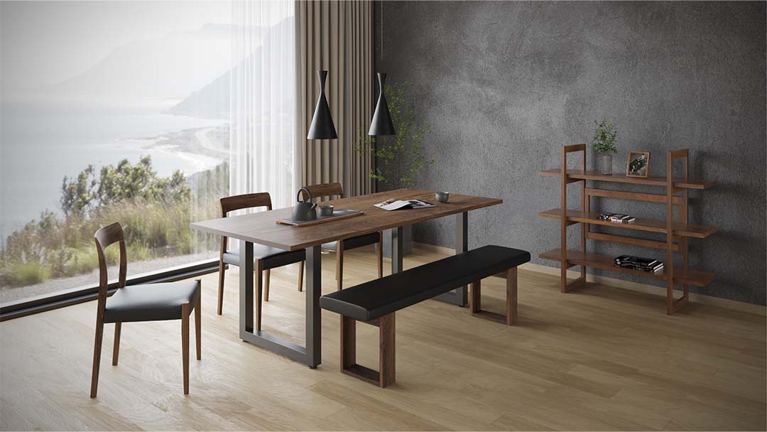 ワイルドウッドダイニングテーブル W160（スチールレッグス） ウォールナット