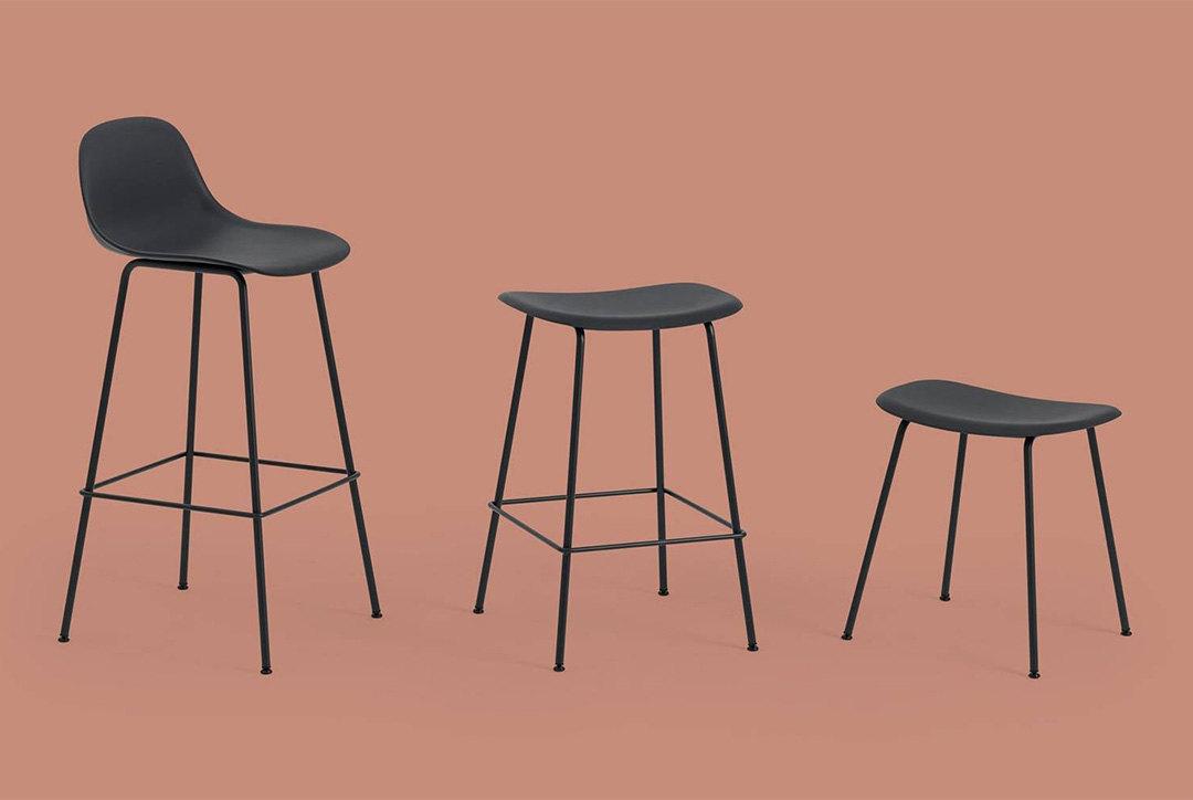 FIBER COUNTER STOOL BACKREST / TUBE BASE SH65（脚カラー：グレー） グレー