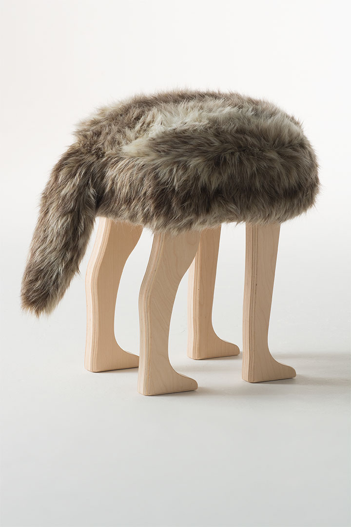 ANIMAL STOOL L ウルフグレーミックス