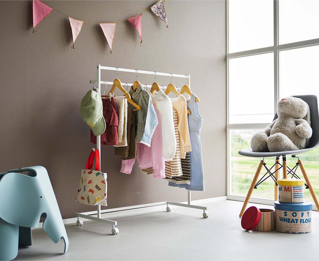 収納力アップハンガーラック タワー 2段 ホワイト