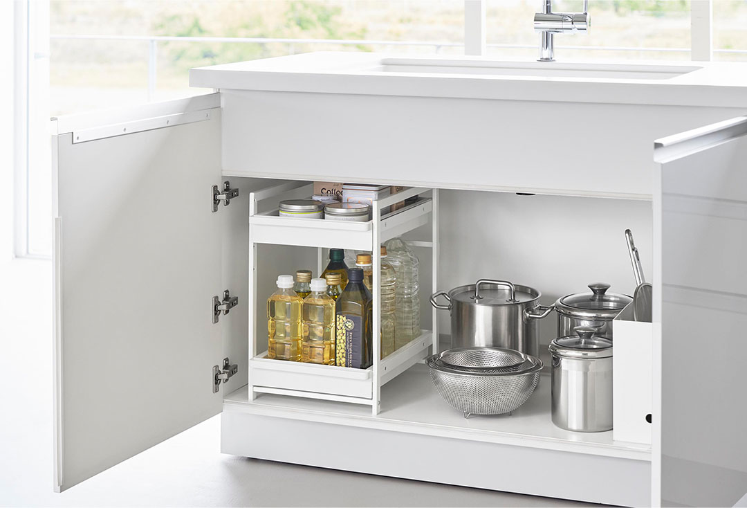 シンク下スライドラック タワー 2段 ホワイト