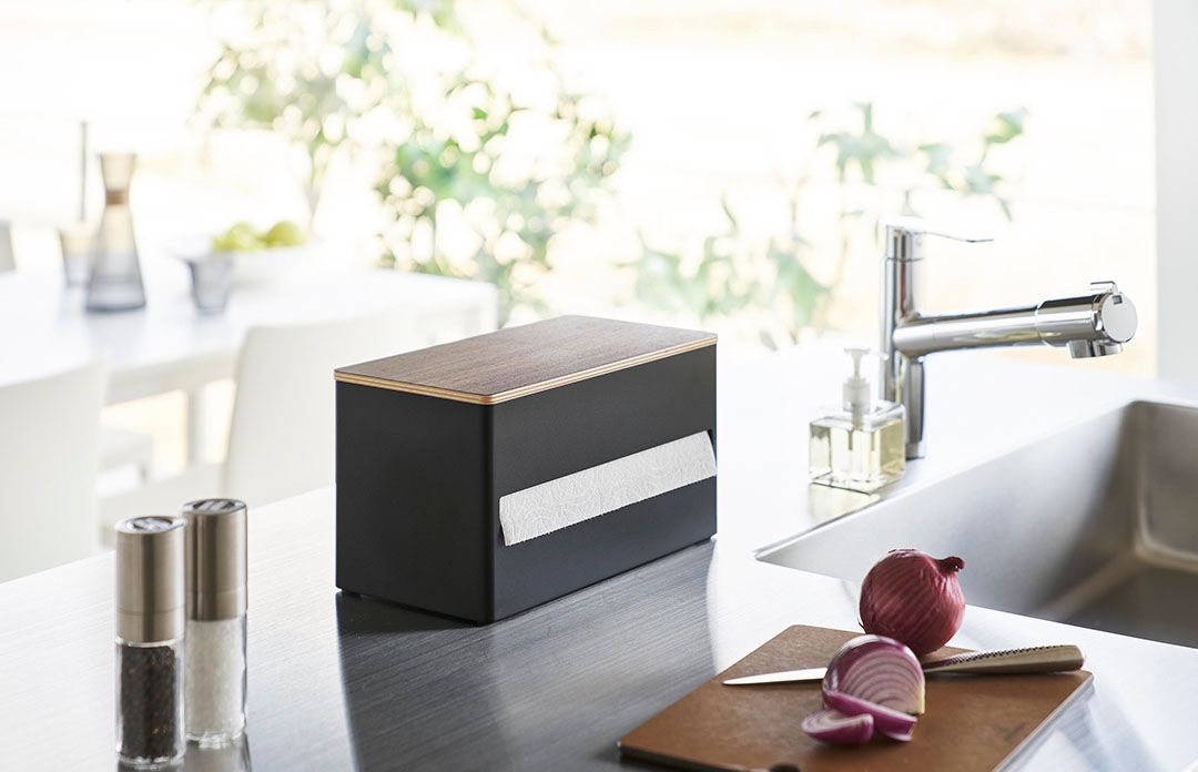 片手でカット隠せるキッチンペーパーホルダー リン L ブラウン