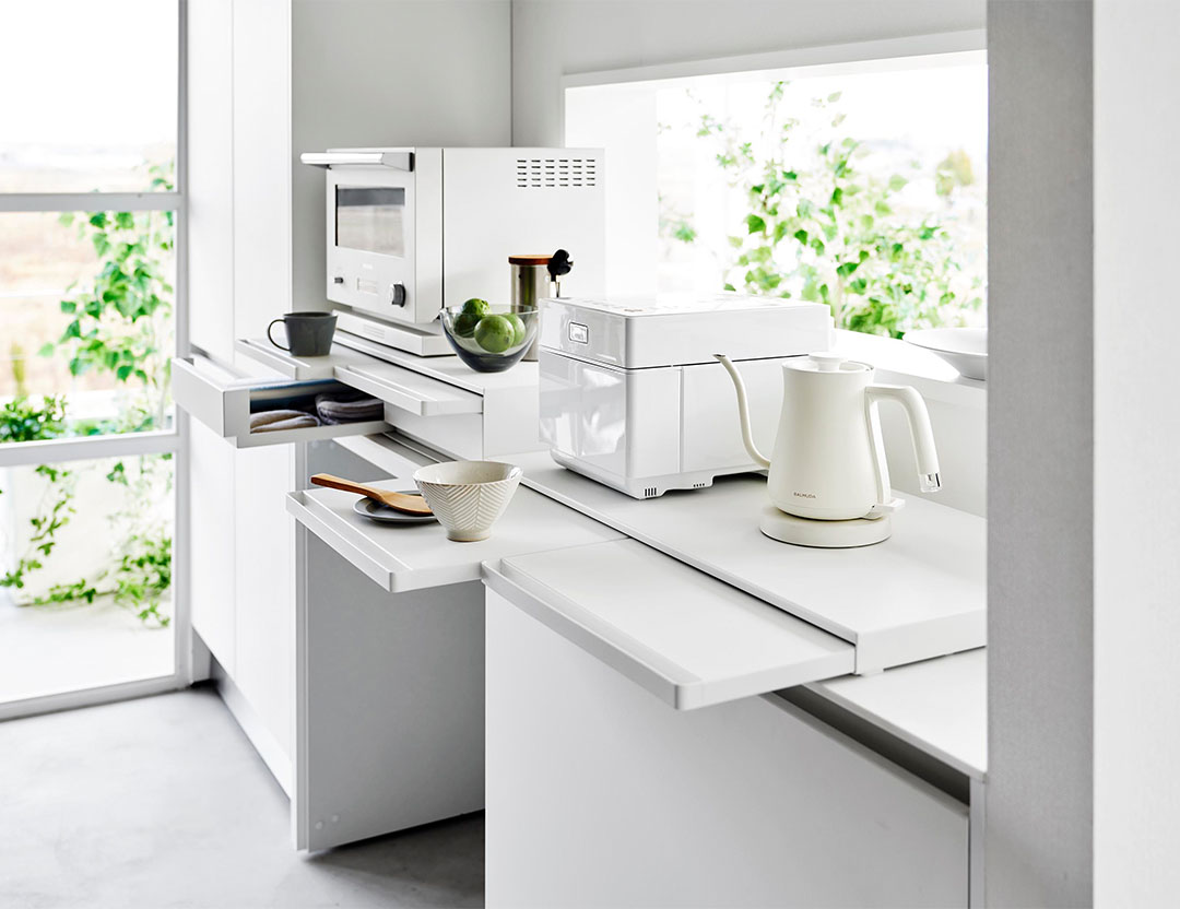 キッチン家電下スライドテーブル タワー W80 ホワイト