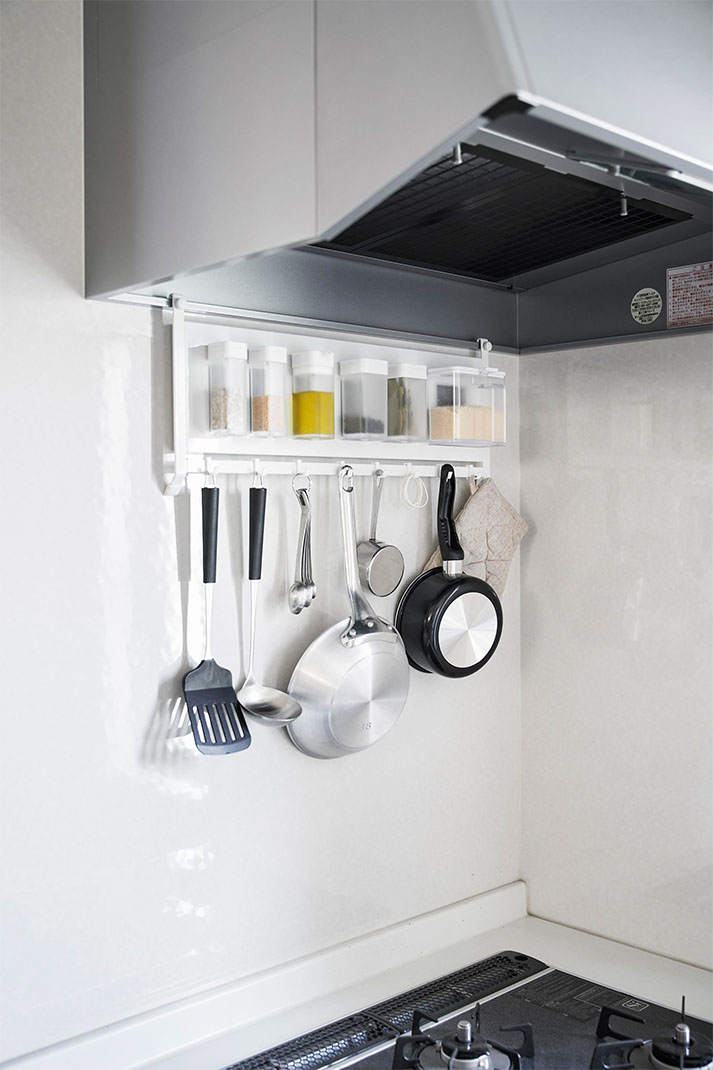 レンジフードスチールパネル&フック タワー ブラック