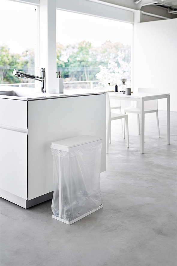 スリム蓋付き分別ゴミ袋ホルダー タワー 45L 横開き ホワイト