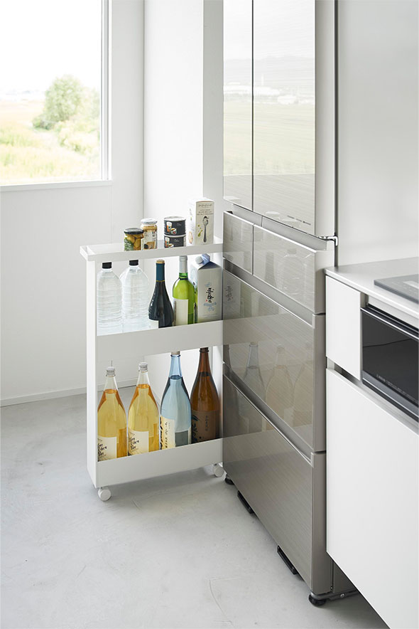 キャスター付きスリムワゴン タワー 3段 ブラック