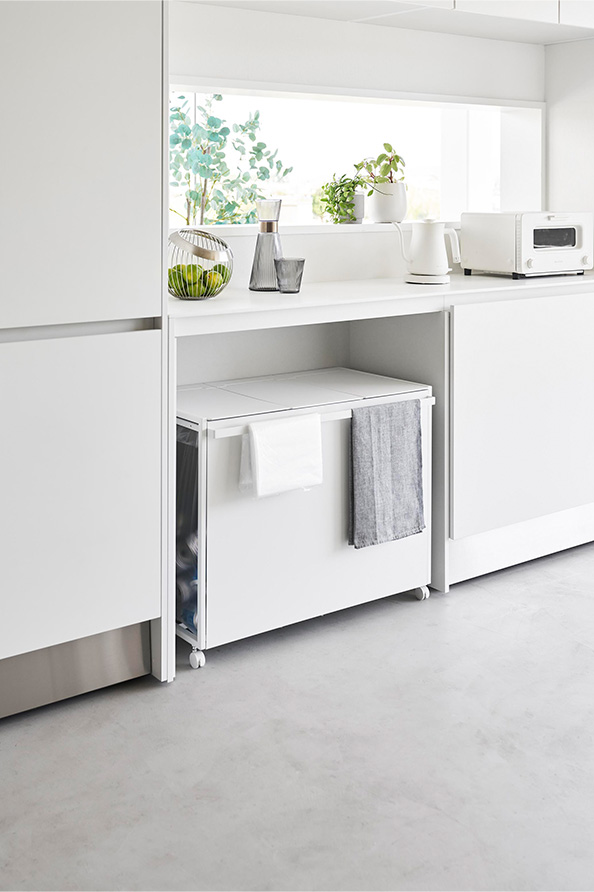 蓋付き目隠し分別ダストワゴン タワー 45L 3分別 ホワイト