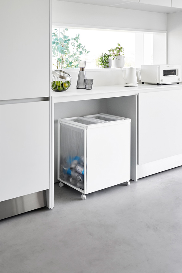 目隠し分別ダストワゴン タワー 45L 2分別 ホワイト