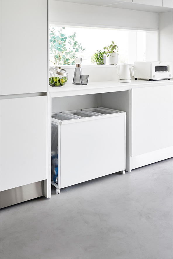 目隠し分別ダストワゴン タワー 45L 3分別 ホワイト