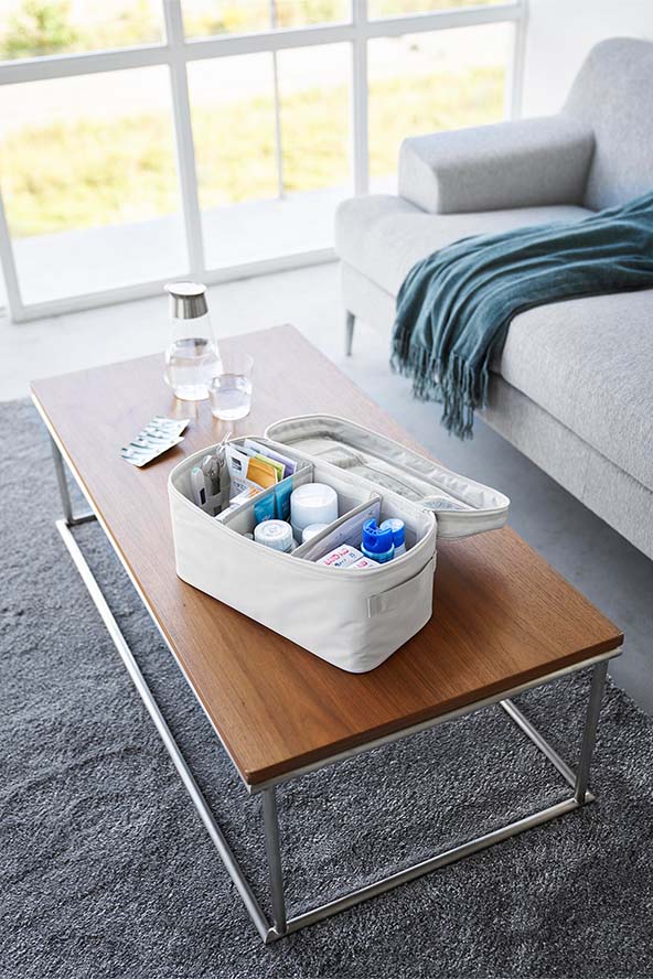 救急バッグ タワー 仕切り付き ライトグレー