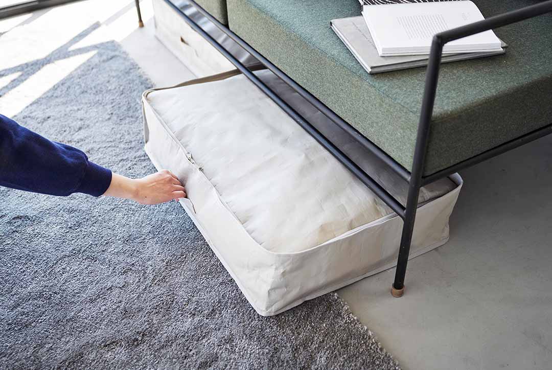 ポリエチレンシート ソファ&ベッド下収納ケース タワー 2個組 ブラック