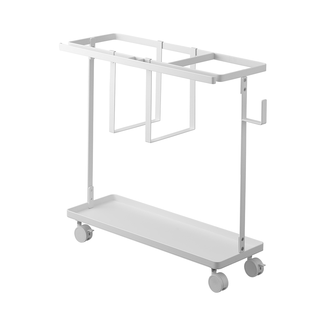 キャスター付きフィットネスグッズ収納ラック タワー ホワイト