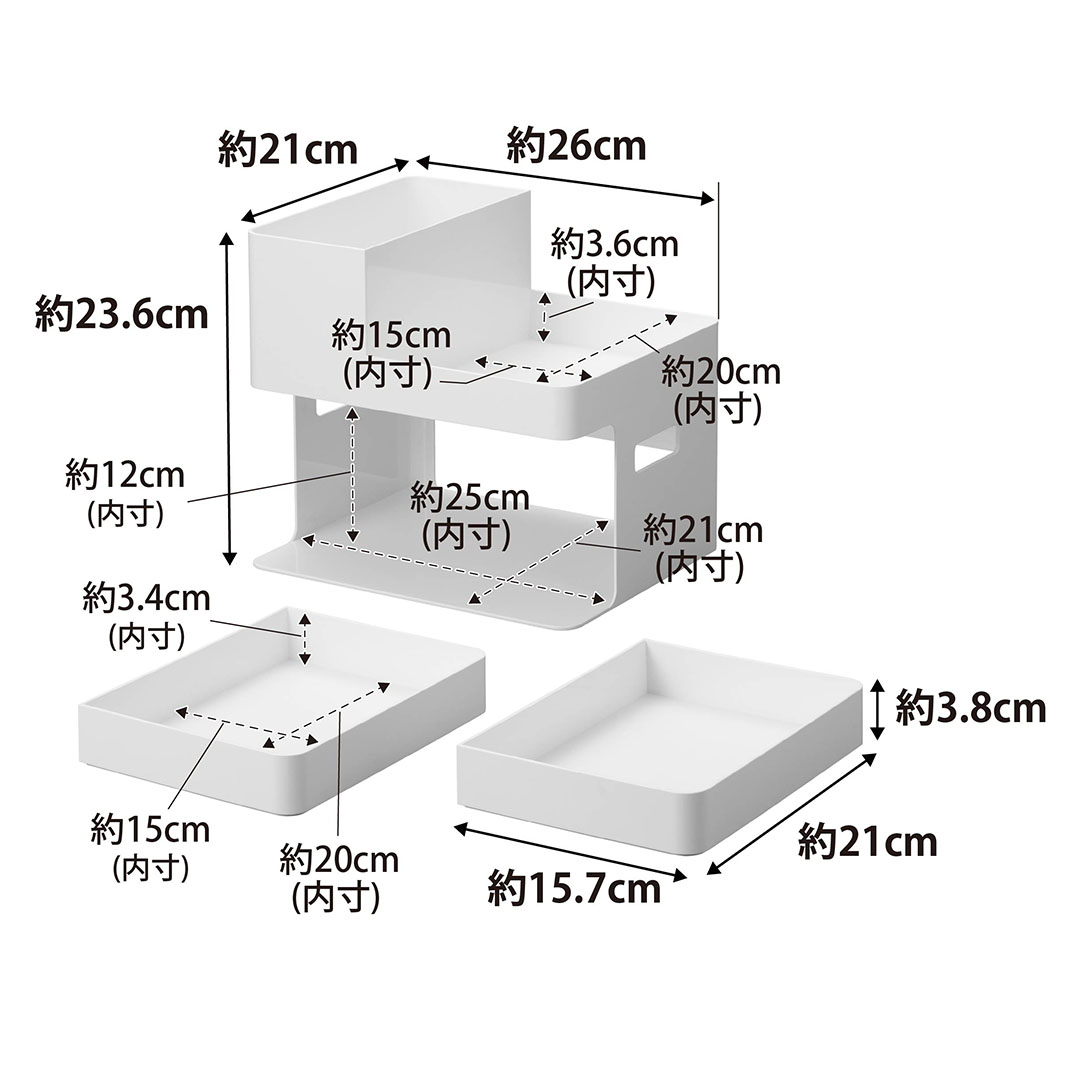ネイルライト＆ジェルネイル用品収納ケース タワー ホワイト