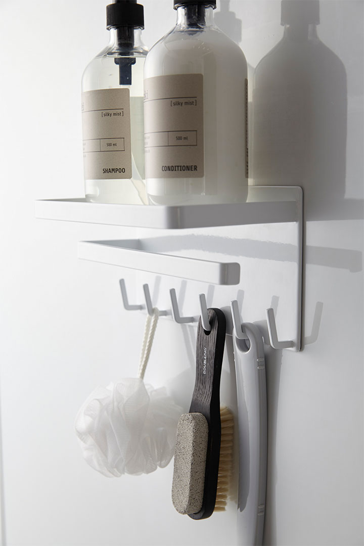 マグネットバスルーム多機能ラック タワー ホワイト