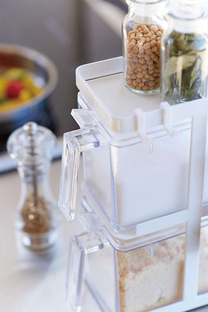 調味料ストッカー2個＆ラック3段セット スリム タワー ホワイト