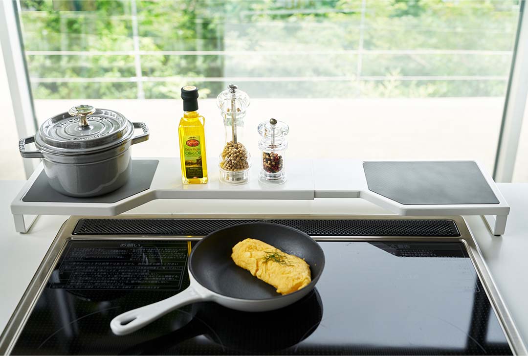 伸縮コンロ奥ラック プレート ホワイト